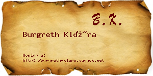 Burgreth Klára névjegykártya